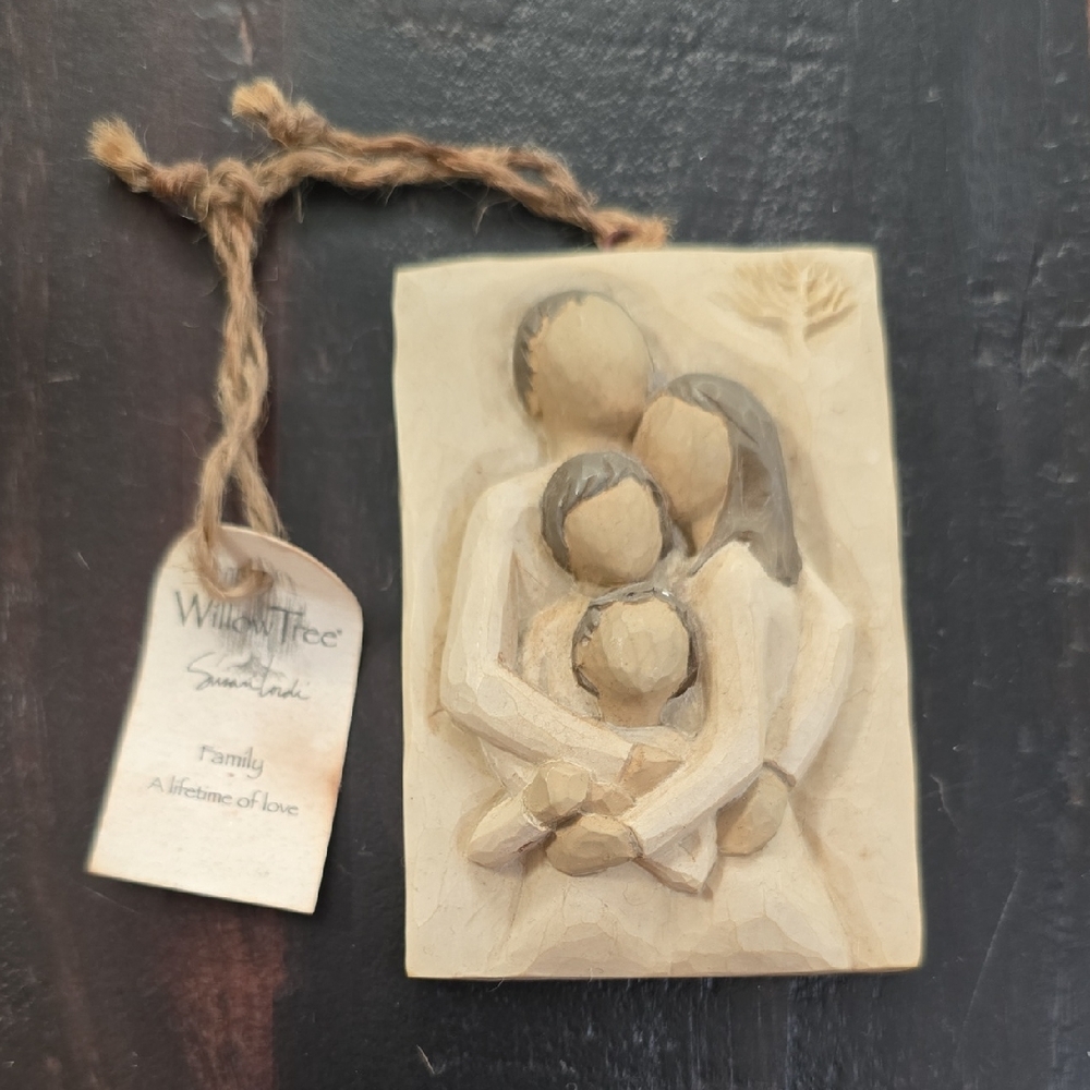 Willow Tree Family Embrace Plaque in Cream and Brown
